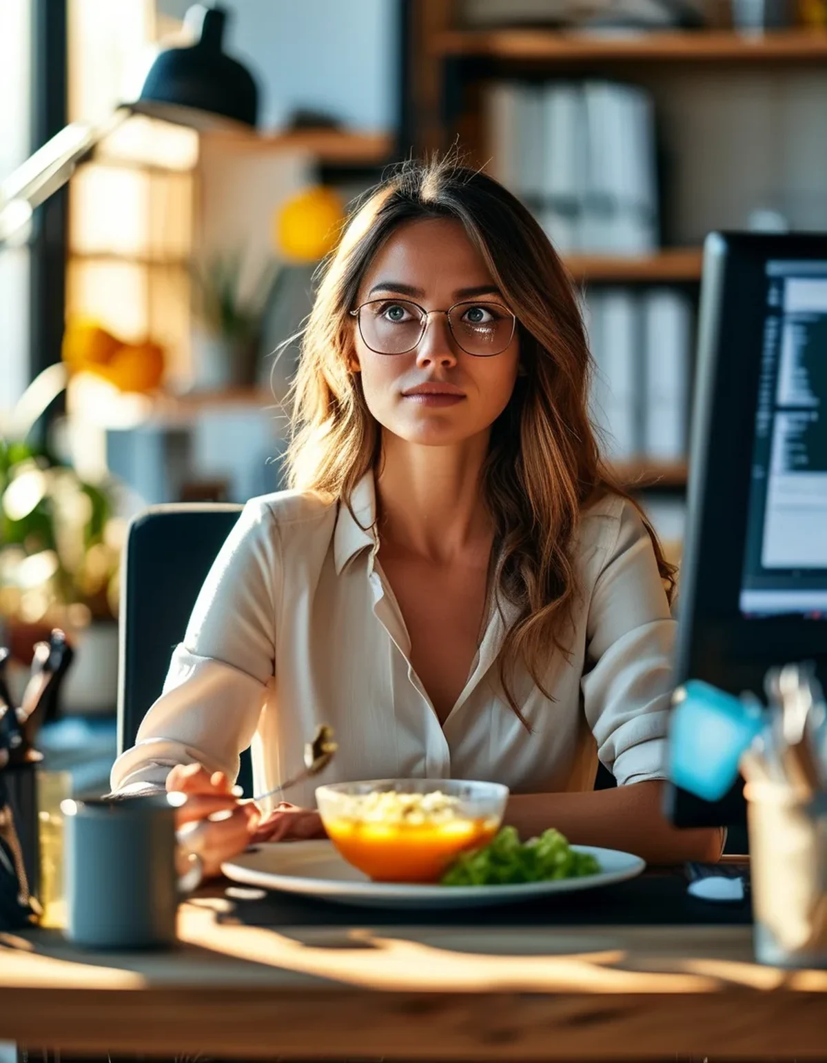 Why Eating Lunch at Your Desk Makes You Feel Hungry Again an Hour Later